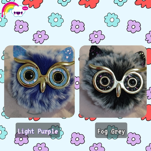 🌈Fluffy PomPom Colorful Owl Keychain - Picture 2 of 6